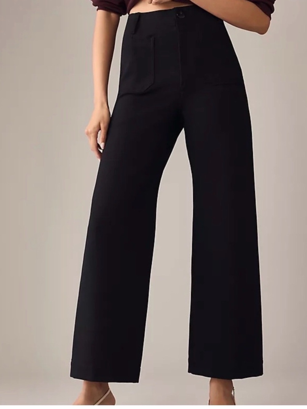Anthropologie Black Wide-Leg High-Waist Pants